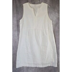 J Jill Women's Love Linen Lined Sleeveless V-neck Pocket Summer Dress Petite L